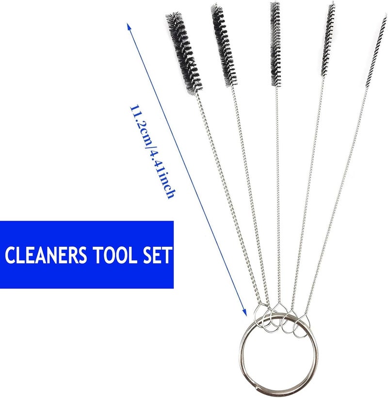 Extrapins 100 Hard Bristle Pipe Cleaners,2Pcs 3-in-1 Pipe Tamper Reamer,2 Mini Nylon Brush Set,2 Pcs Straw Cleaning Brushes,Detachable Key Ring Set of 5 Black Brushes,for Pipe Smoking,Teapot Drinkware Cleaning - Image 3